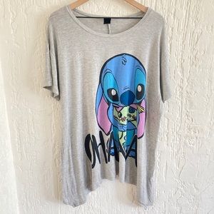 Disney Lilo and Stitch Ohana Gray Short Sleeve T-shirt Plus Size 1X